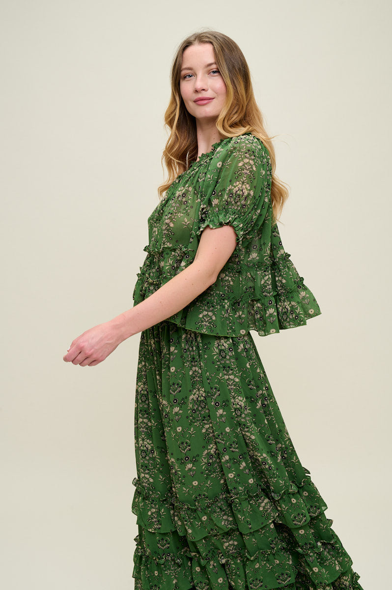 PSS3000-Garden Muse Ruffle Set - Top & Skirt