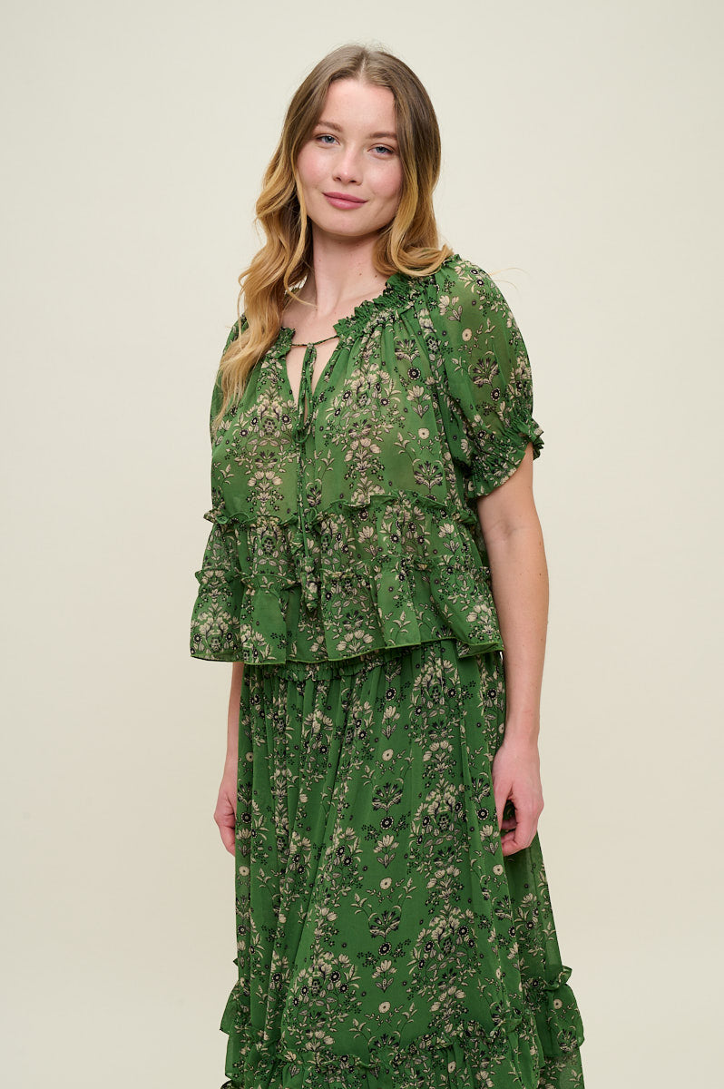 PSS3000-Garden Muse Ruffle Set - Top & Skirt