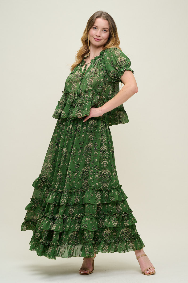 PSS3000-Garden Muse Ruffle Set - Top & Skirt