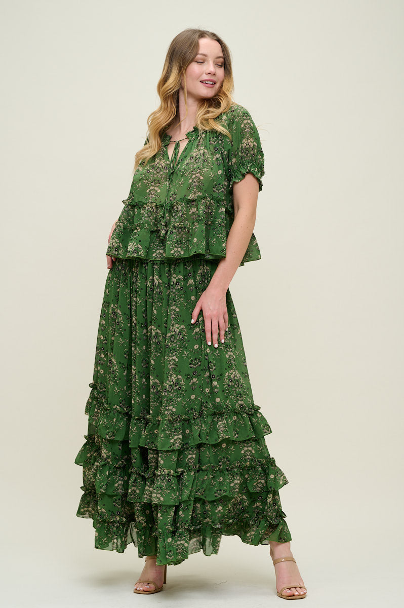 PSS3000-Garden Muse Ruffle Set - Top & Skirt