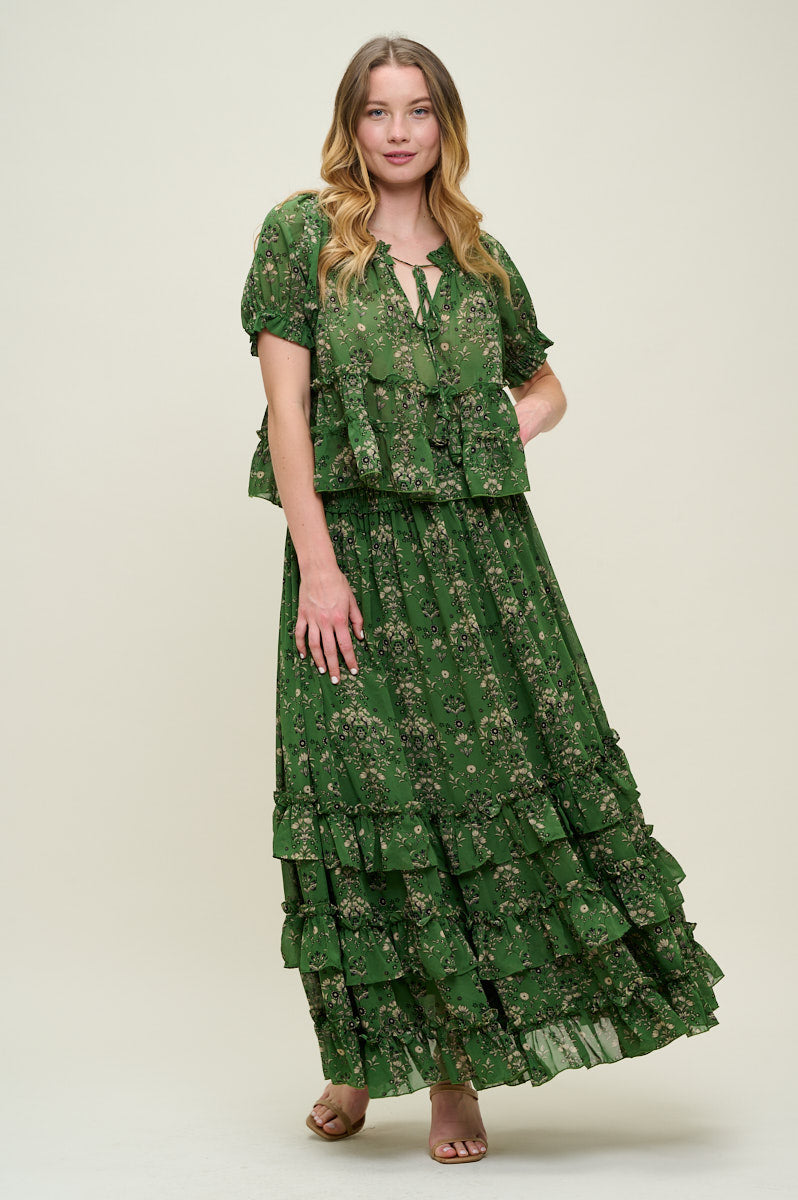 PSS3000-Garden Muse Ruffle Set - Top & Skirt