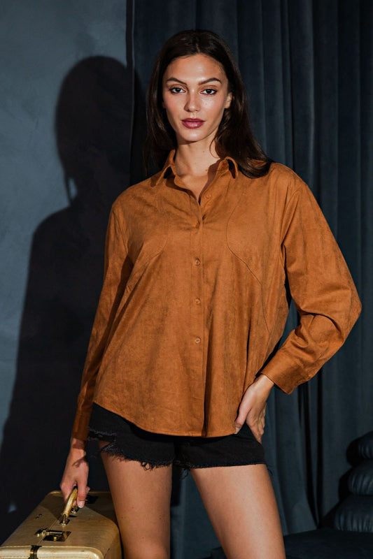 Western Vegan Suede Shirt | Stretch Faux Suede