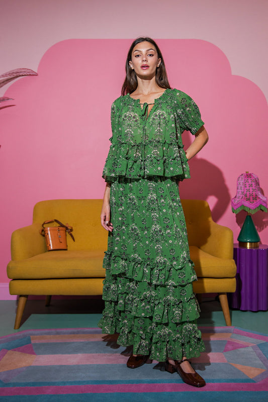 Garden Muse Ruffle Set (Top & Skirt)