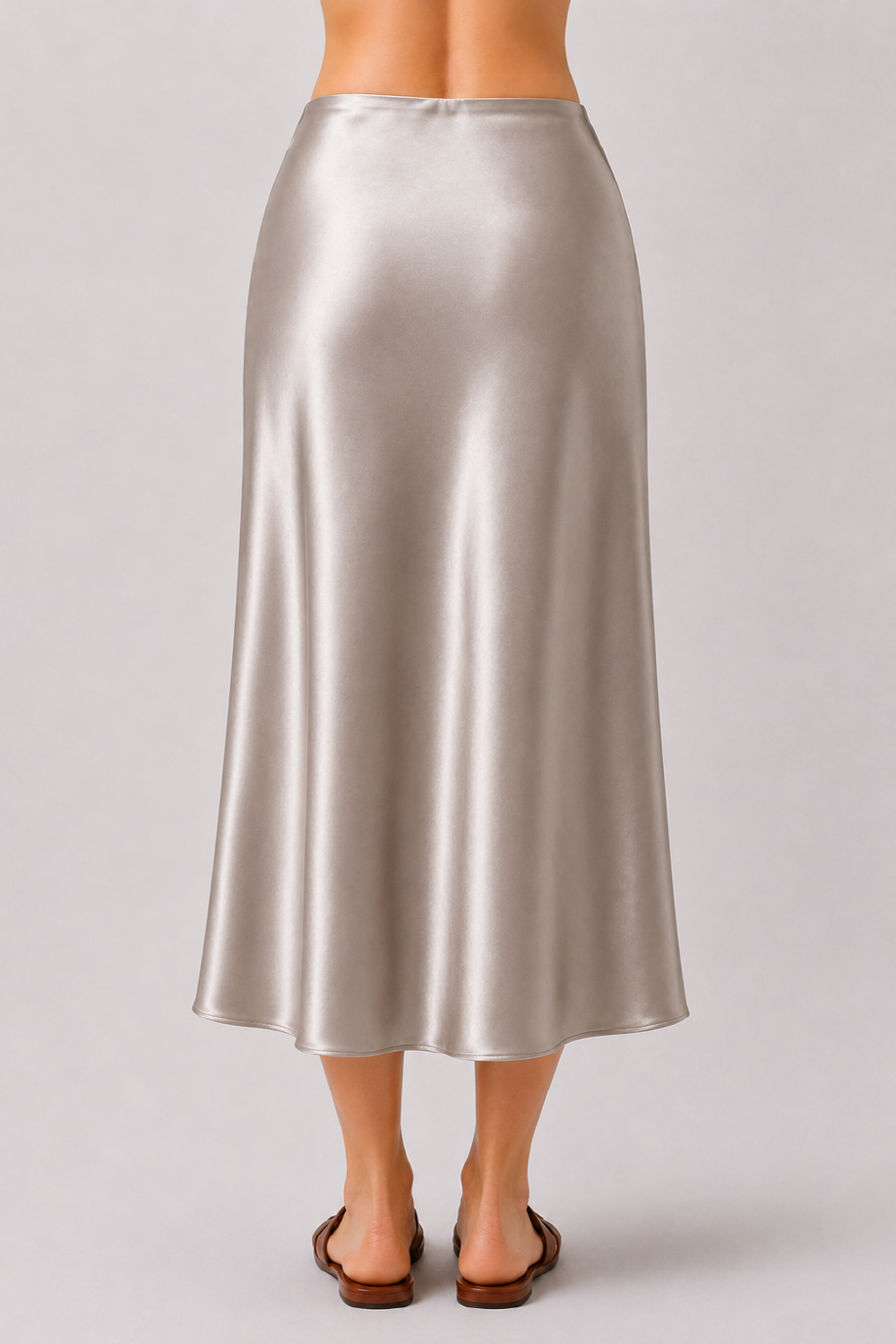 Stretch Satin A-Line Midi Skirt | Elegant Slip Skirt