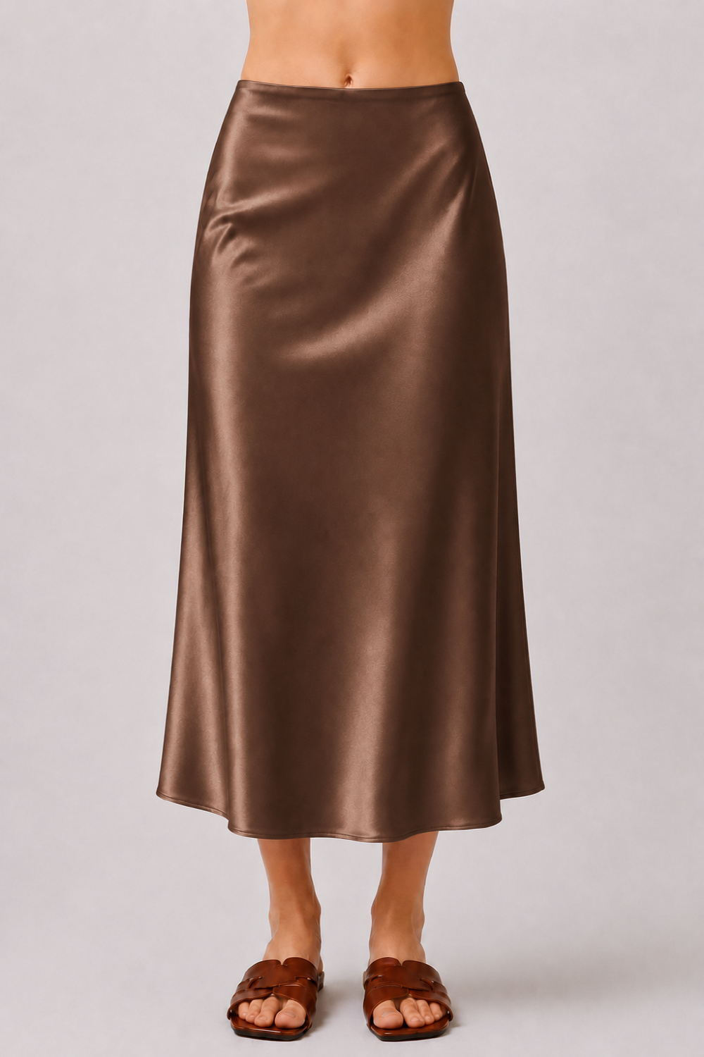 Stretch Satin A-Line Midi Skirt | Elegant Slip Skirt (Copy)