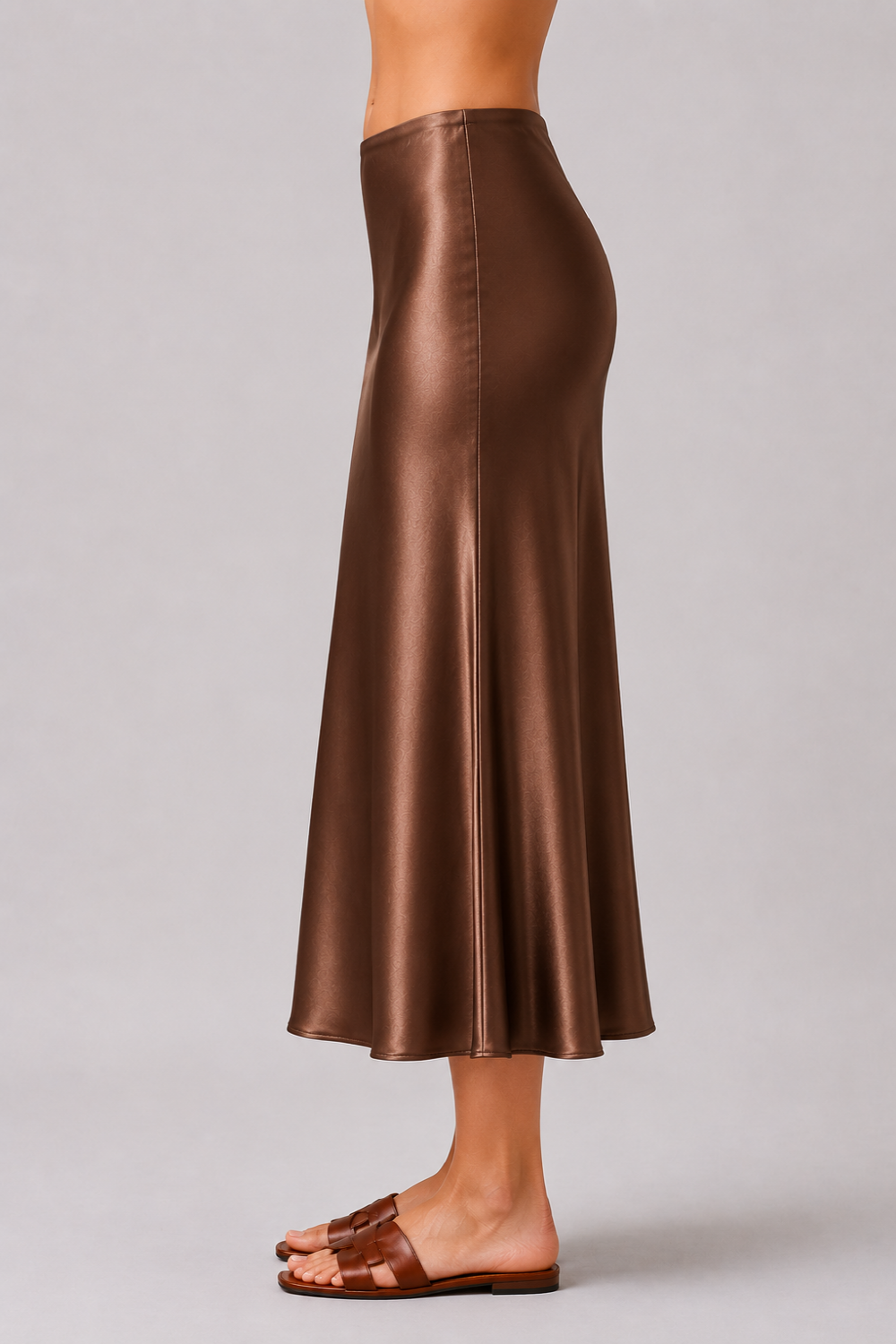 Stretch Satin A-Line Midi Skirt | Elegant Slip Skirt (Copy)