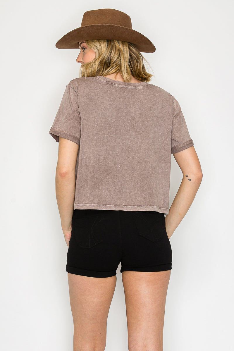 Mineral Washed Oversized Crop Tee | Vintage Cotton Boxy Top