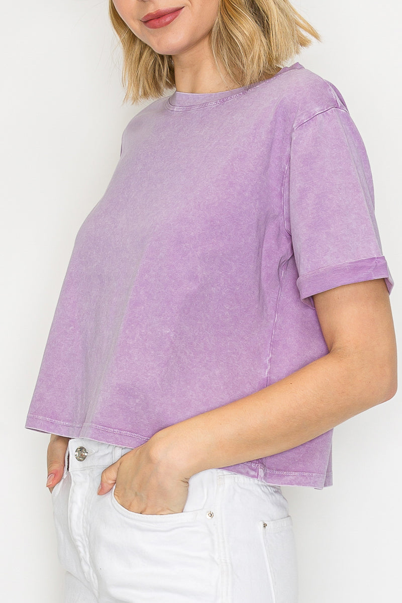 Mineral Washed Oversized Crop Tee | Vintage Cotton Boxy Top