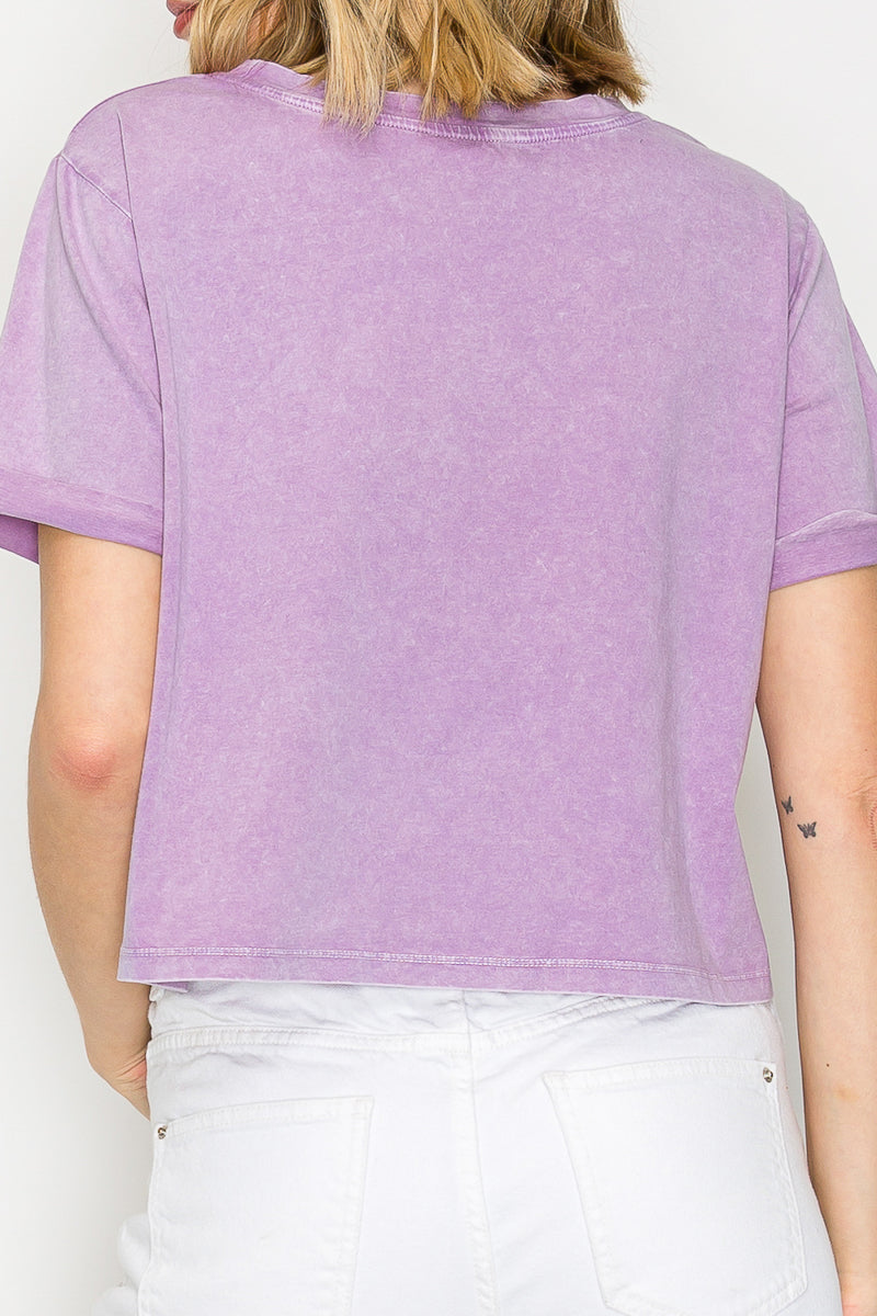 Mineral Washed Oversized Crop Tee | Vintage Cotton Boxy Top