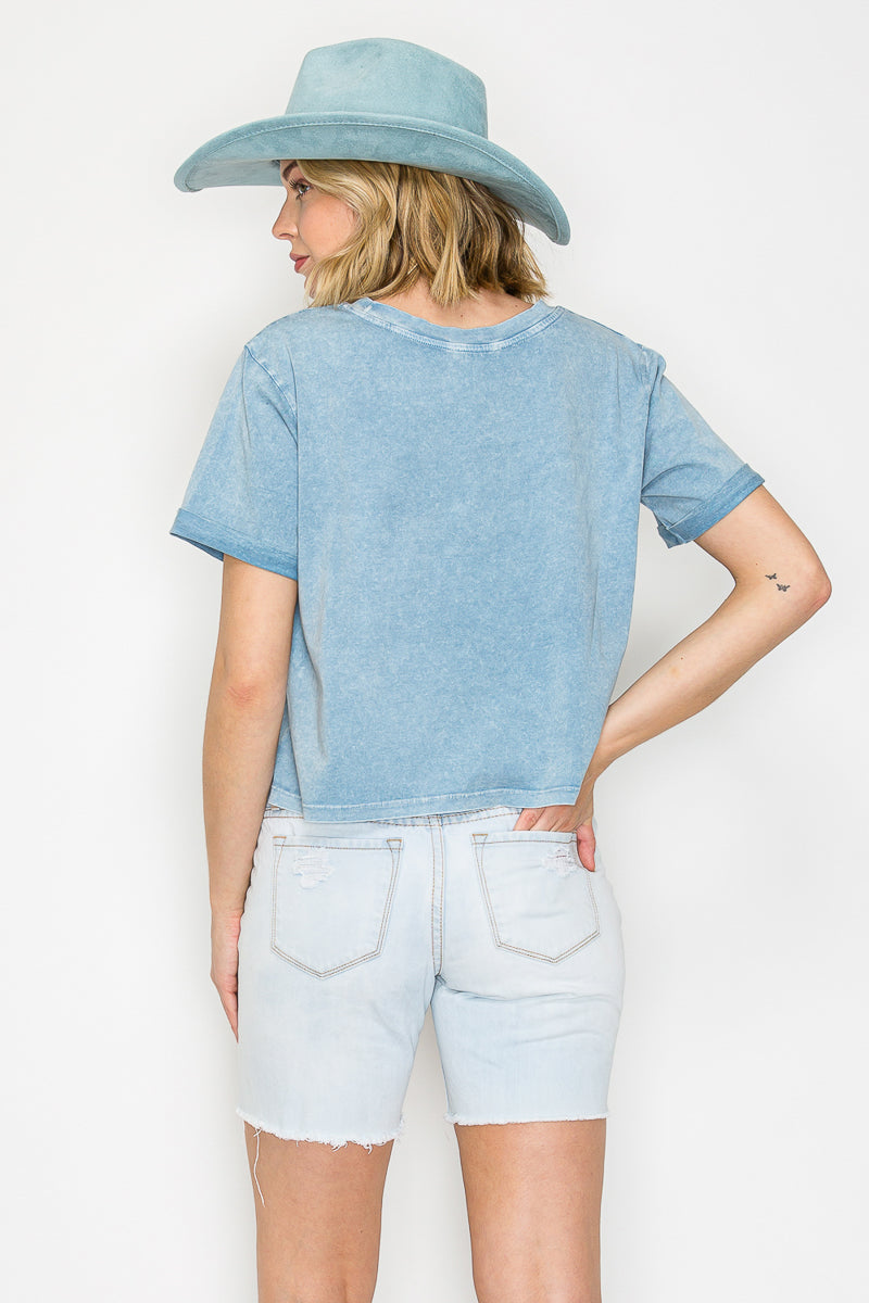 Mineral Washed Oversized Crop Tee | Vintage Cotton Boxy Top