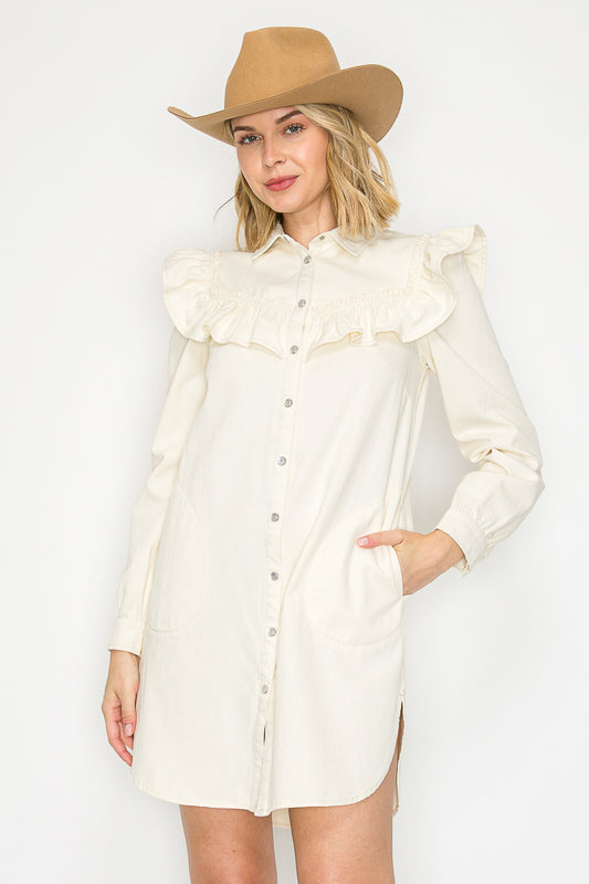 PSD5044 – Western Ruffle Shirt Dress