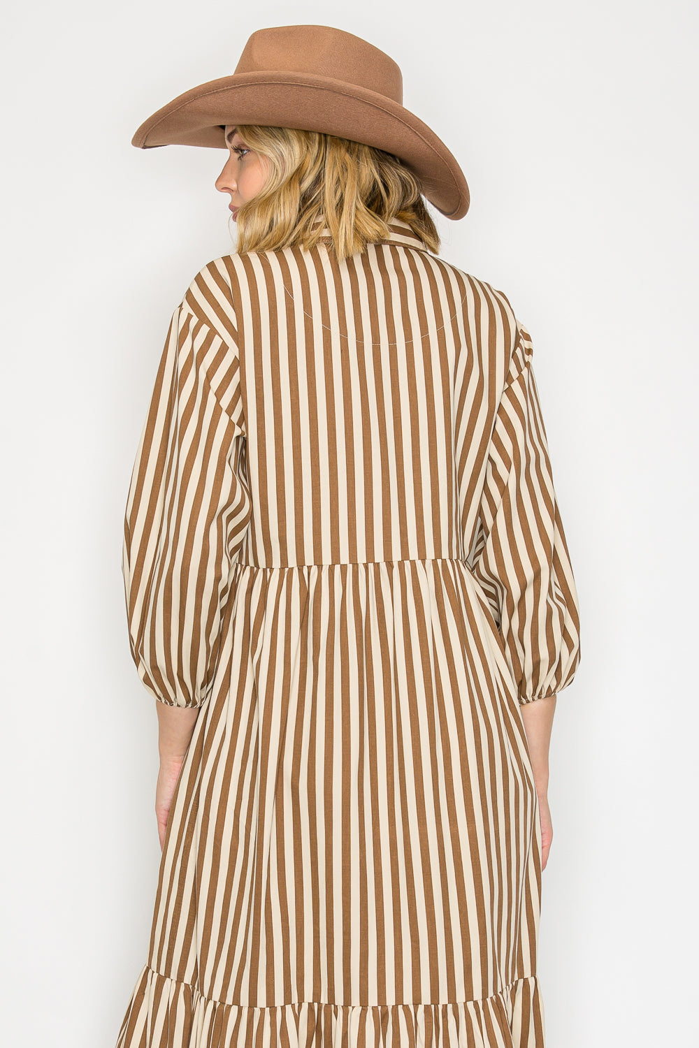 PSD5013 Western Stripe Tiered Maxi Dress