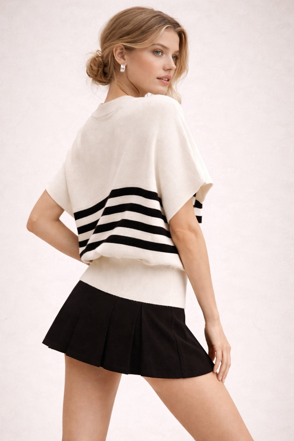 PSW1031_IVORY BLACK STRIPE